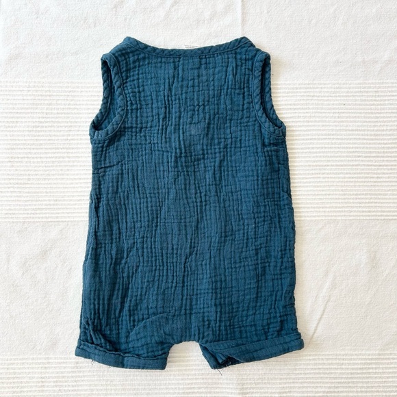 Petit Lem Baby Shortalls Romper in Blue - Picture 4 of 6